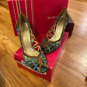 BCBGirls "Dobles" Eagle Snakeskin Stilettos